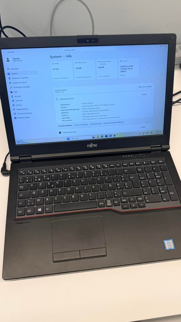 Fujitsu 15,5” - Core i7 - 8GB - 512GB - Windows 11, Computers en Software, Windows Laptops, Ophalen of Verzenden, Zo goed als nieuw