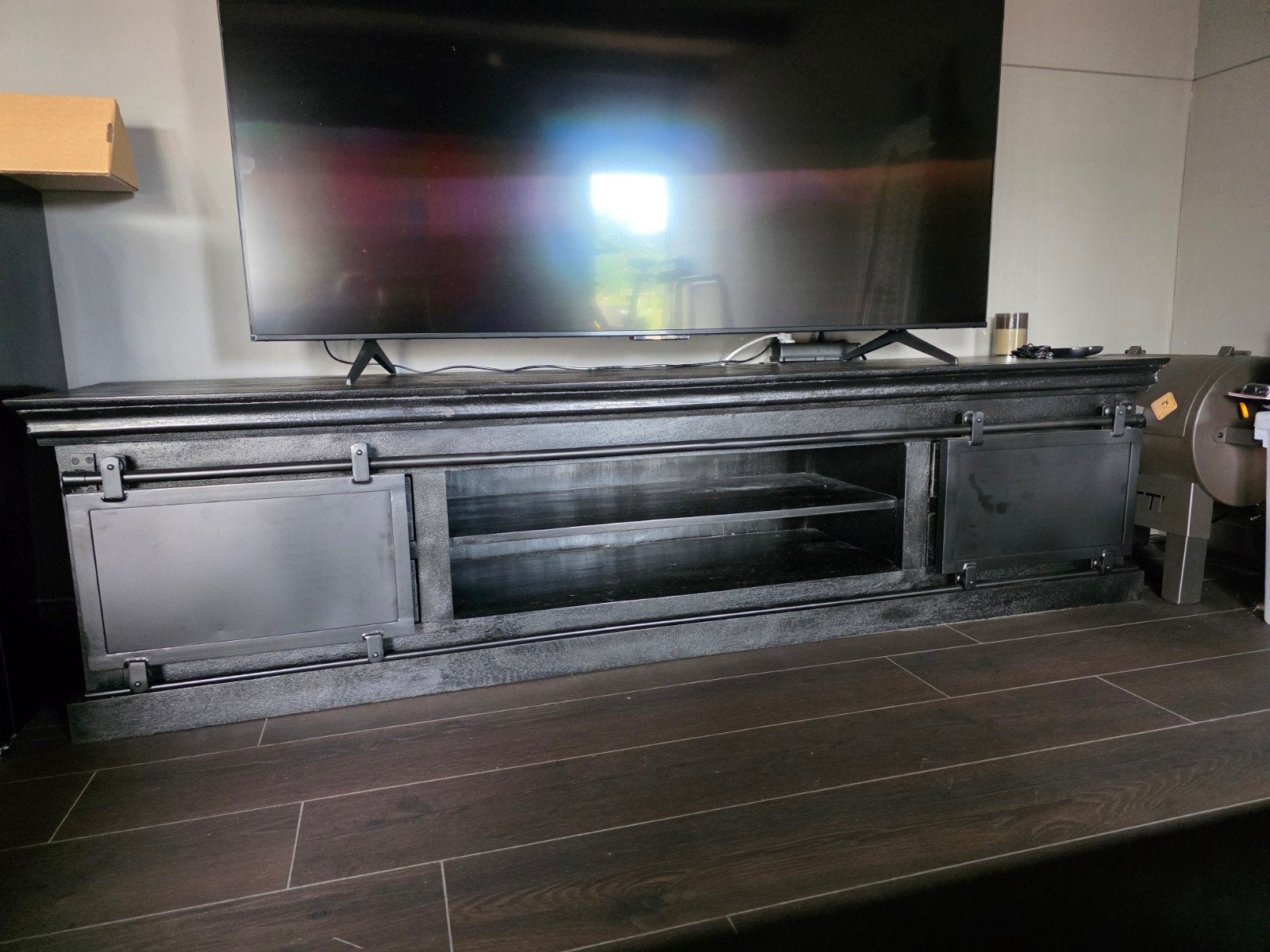 zwart mangohout tv kast, Neuf, 25 à 50 cm, Enlèvement, Autres essences de bois