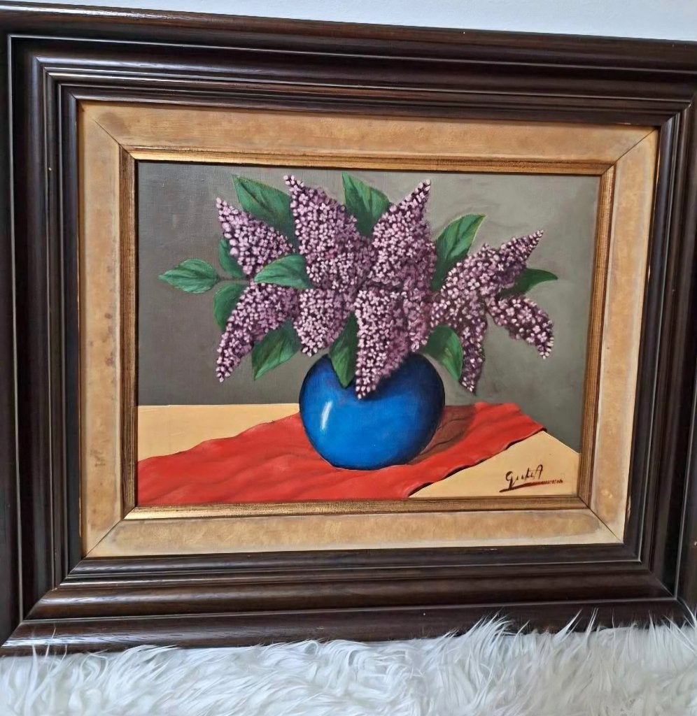 Peinture à l'huile classique — Nature morte aux lilas, Peint à la main, Peinture à l'huile, Enlèvement, Nature morte