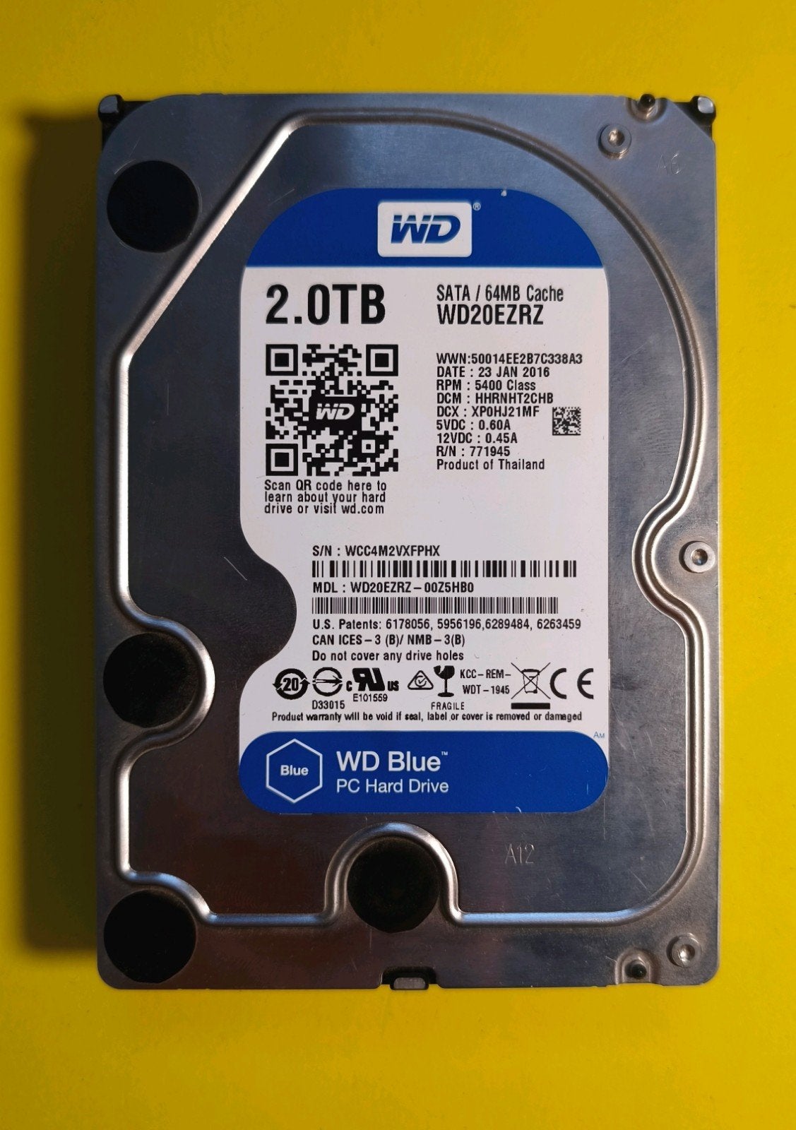 WD20EZRZ interne harde schijf van 2 TB, Computers en Software, Harde schijven, Zo goed als nieuw, Desktop, Intern, HDD, SATA, Ophalen of Verzenden