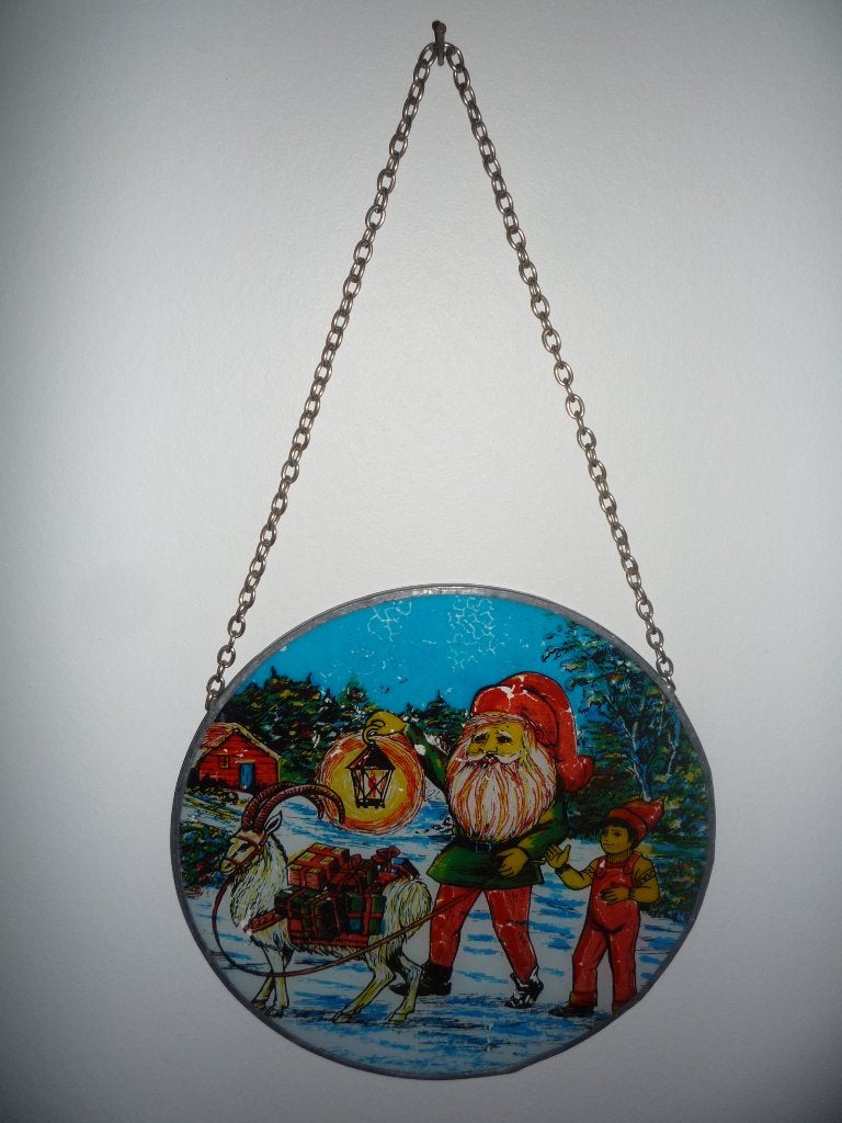 vintage retro glazen raamhanger/zonnevanger kerstman, Diversen, Ophalen of Verzenden