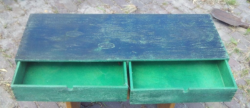 Oud Houten Kistje met 2 Lades - 80x28x10, Huis en Inrichting, Woonaccessoires | Kisten, Ophalen of Verzenden, Gebruikt
