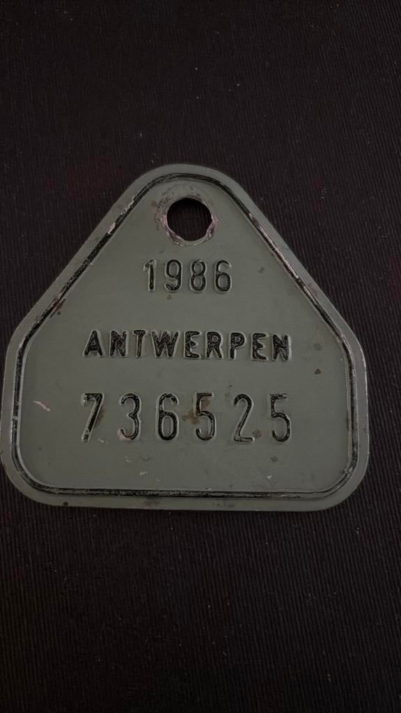 Nummerplaatje fiets 1986 Antwerpen, Fietsen en Brommers, Ophalen