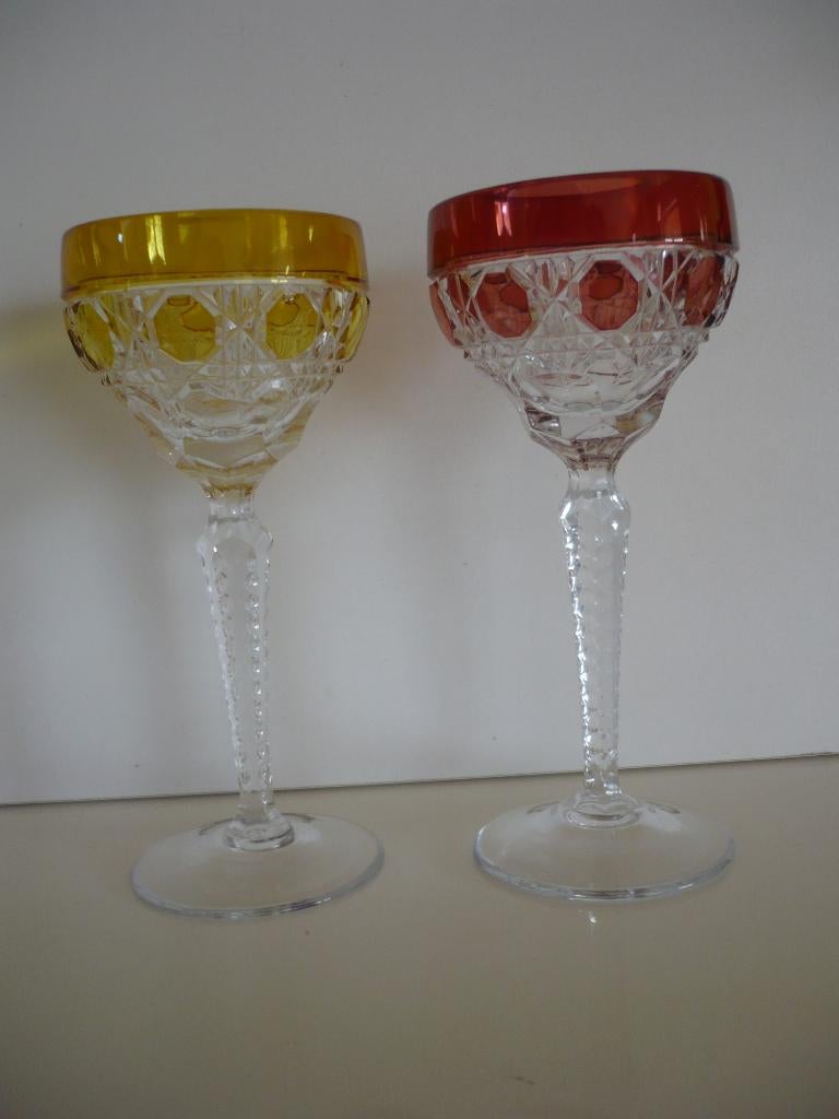 2 antieke kristallen wijnglazen Römer Bleikristall Germany, Antiek en Kunst, Antiek | Glaswerk en Kristal, Ophalen of Verzenden