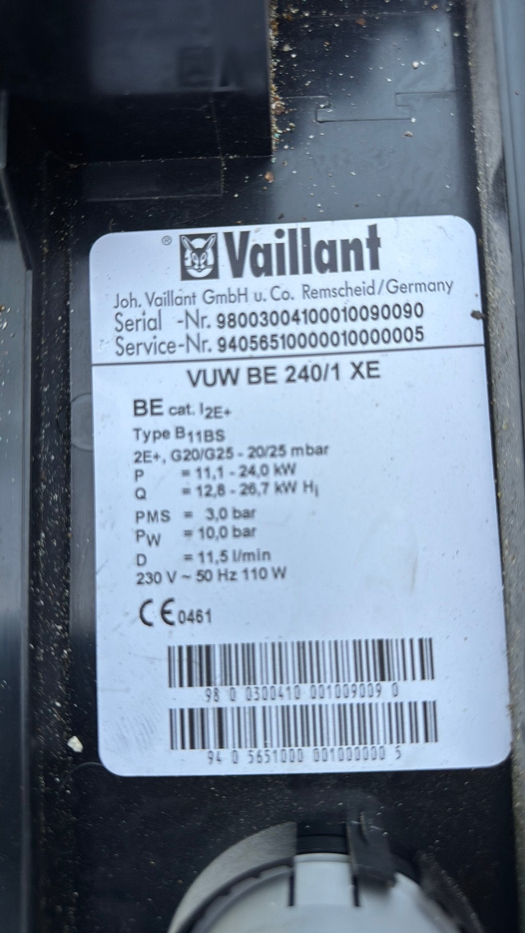 Vaillant VUW240/1 voor onderdelen of herinstallatie, Bricolage & Construction, Enlèvement, Utilisé, Chaudière CC ou Chaudière combinée
