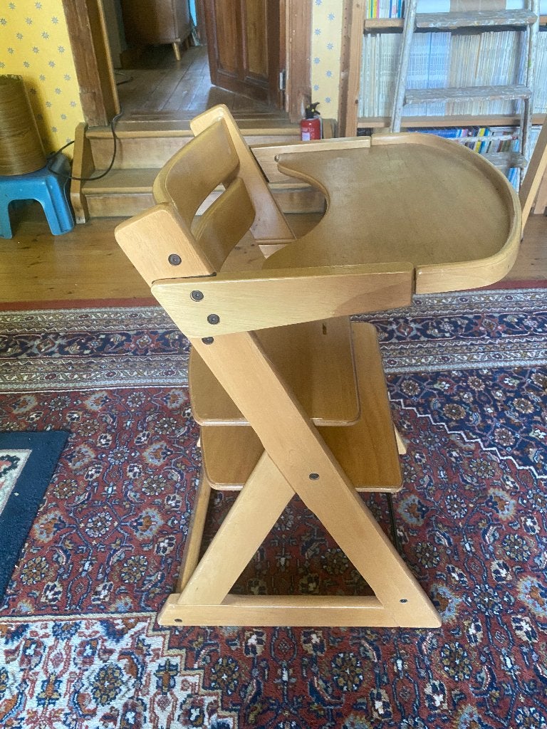 Evolutionaire stoel voor kinderen van hout, Kinderen en Baby's, Ophalen, Gebruikt, Meegroeistoel, Afneembaar eetblad