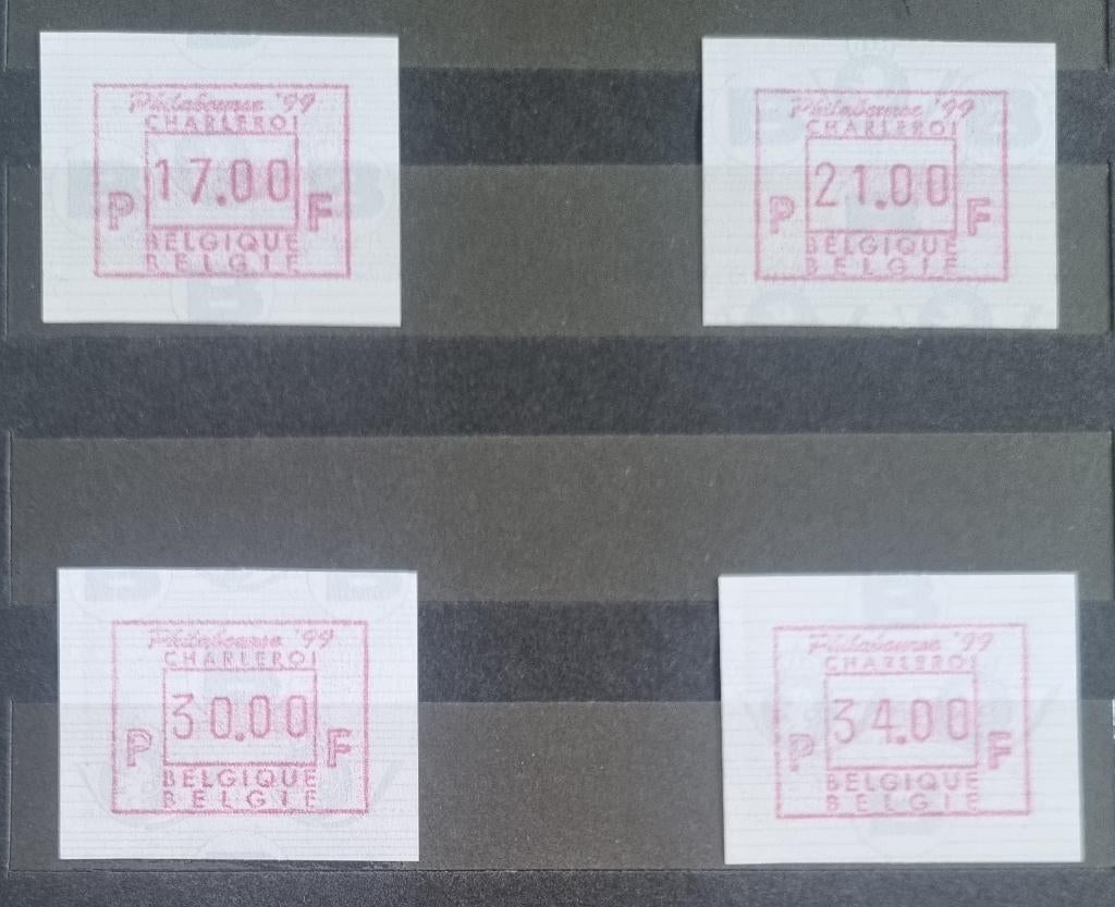4 x vignette d'affranchissement ATM98 Philabourse 99, Sans timbre, Neuf, Non oblitéré, Envoi