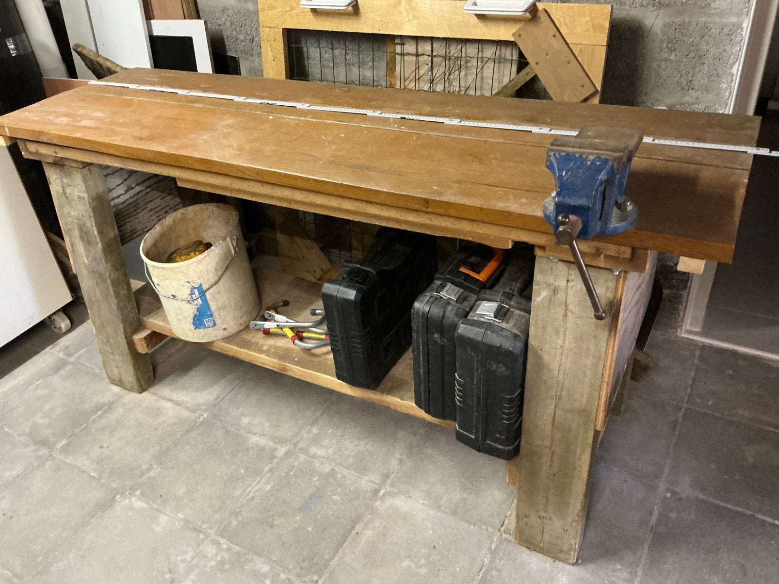 Houten werkbank, Doe-het-zelf en Bouw, Werkbanken, Ophalen, Gebruikt, Bankschroef