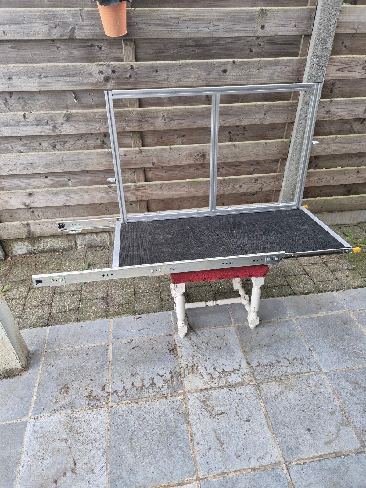 schuifplateau met tafel en stoelenhouder 1000 x 450 mm, Caravans en Kamperen, Ophalen, Zo goed als nieuw