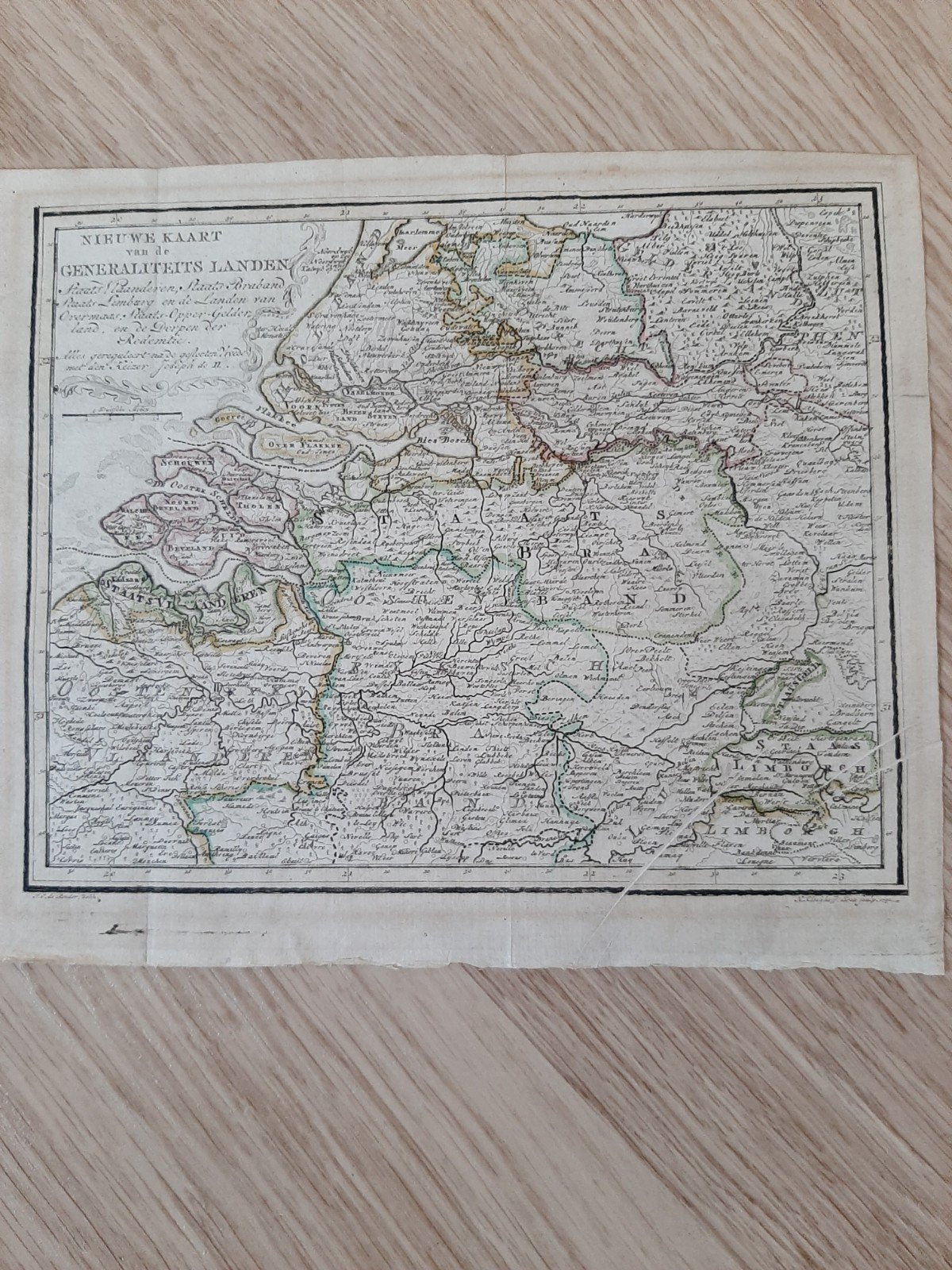 Mooie orginele landkaart omstreeks 1800, Antiquités & Art, Art | Eaux-fortes & Gravures, Enlèvement ou Envoi