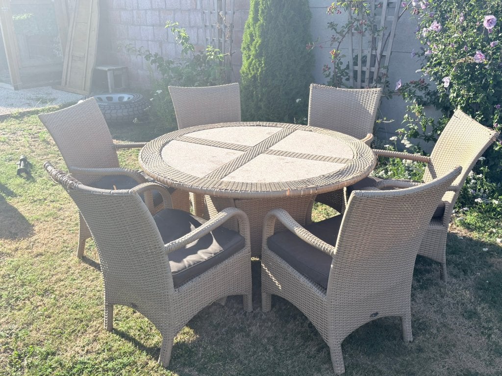 Tuinset met 6 stoelen – Compleet, Ophalen, Kunststof, Gebruikt, Tuinset