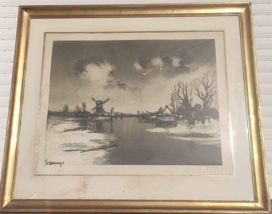 gravure apres saverys signe roger hebbelinck, Enlèvement ou Envoi, Gravure