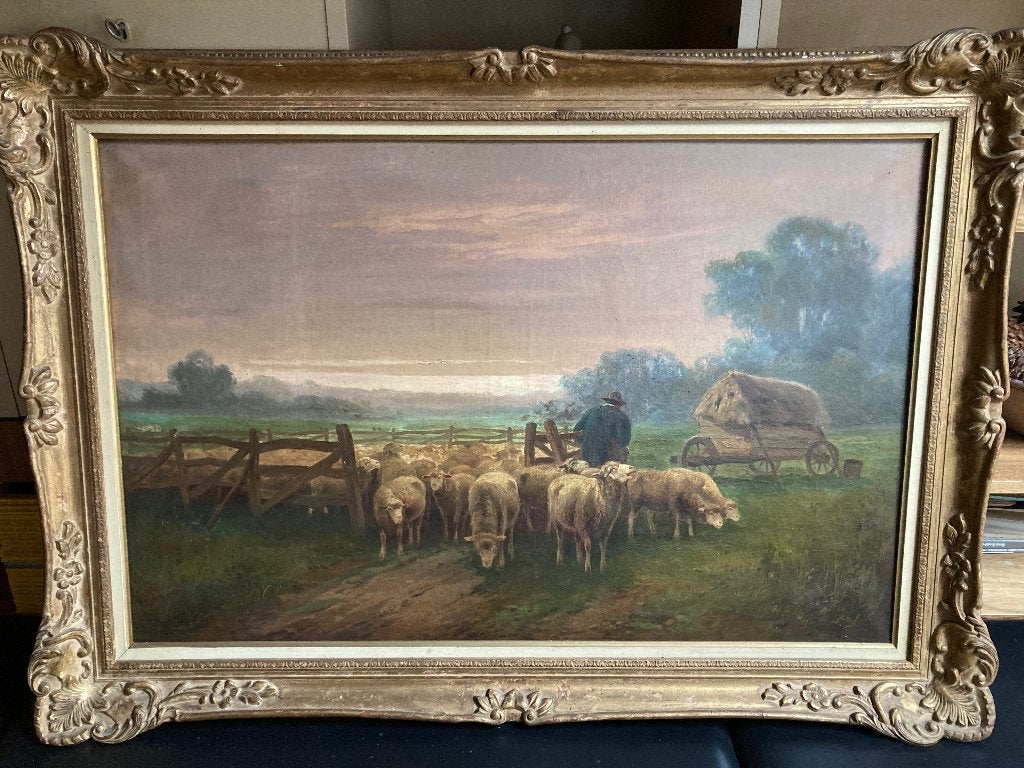 Antiek landschapsschilderij, Ophalen, Acrylverf, Doek, Klassiek