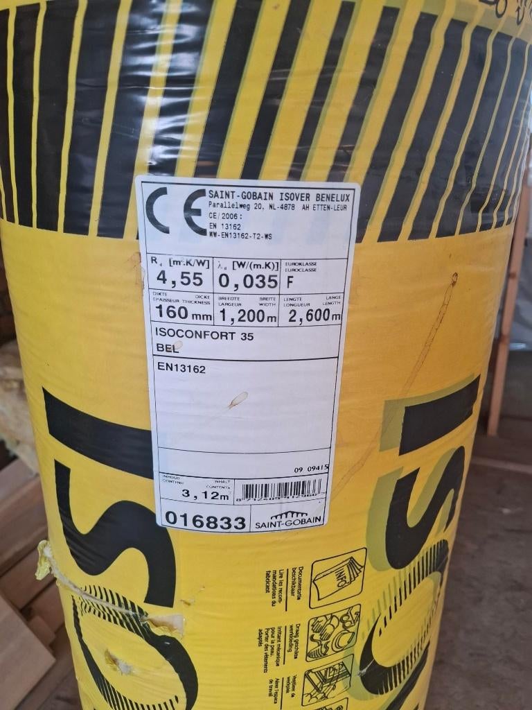 5 Isover Isoconfort 35 – 160 mm – nieuw, Bricolage & Construction, Isolation & Étanchéité, Neuf, Isolation de toiture, Laine de verre