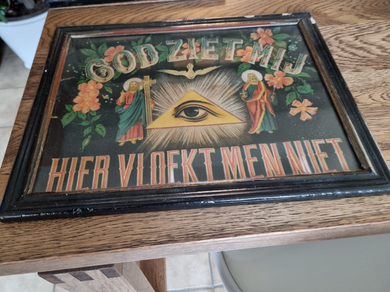 2 oude kaders met spreuken    30 x40, Ophalen