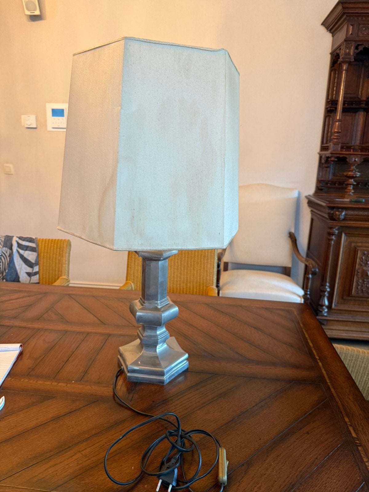 Grote tafellamp in Lodewijk XIII-stijl – ca. 81 cm, Lampe d'ambiance, Argenté, Enlèvement, E27 (grand)