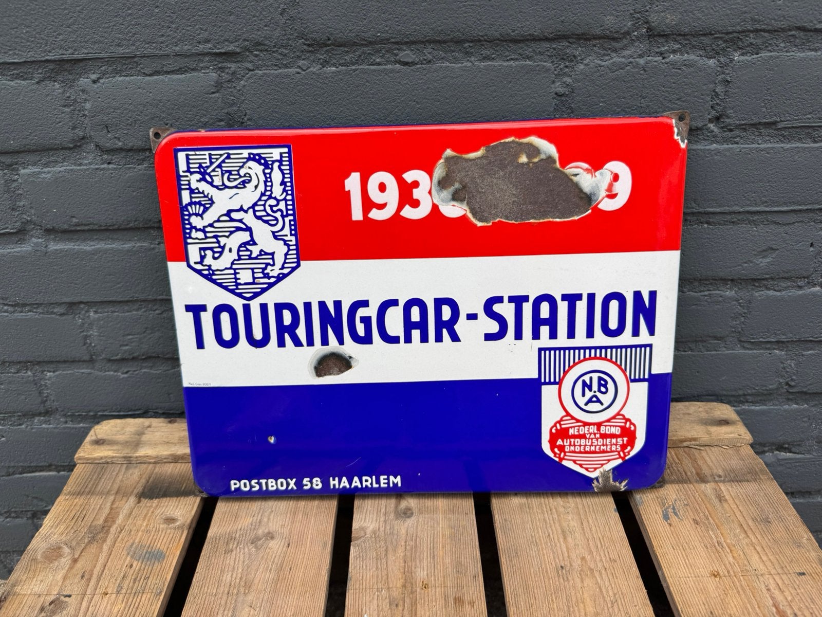 Touring Car emaille reclamebord, Ophalen of Verzenden, Gebruikt, Reclamebord