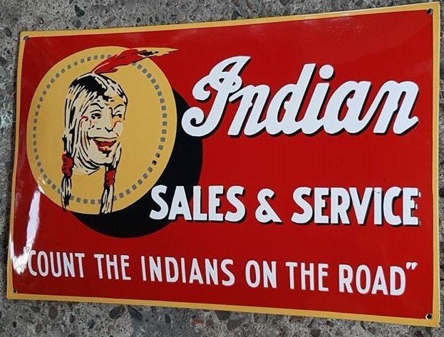 Indian sales & service emaillen reclame bord en veel andere, Verzamelen, Ophalen of Verzenden, Zo goed als nieuw, Reclamebord