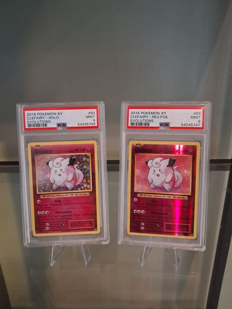 Clefairy XY Evolutions PSA 9 reverse holo en holo, Ophalen of Verzenden