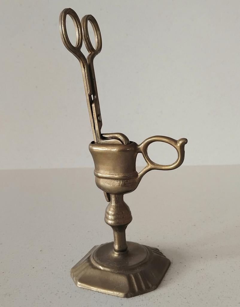 Vintage lontschaar met standaard uit messing, Antiek en Kunst, Ophalen of Verzenden, Brons