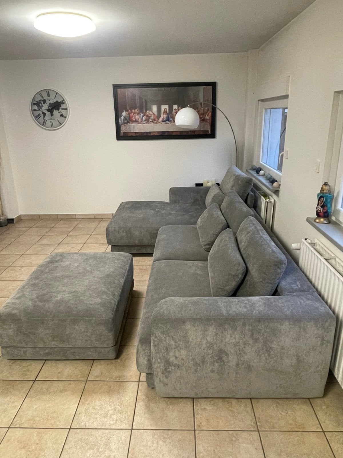 Canapé Olta Willow avec meridienne et pouf etat neuf, Maison & Meubles, Enlèvement, Comme neuf, Tissus