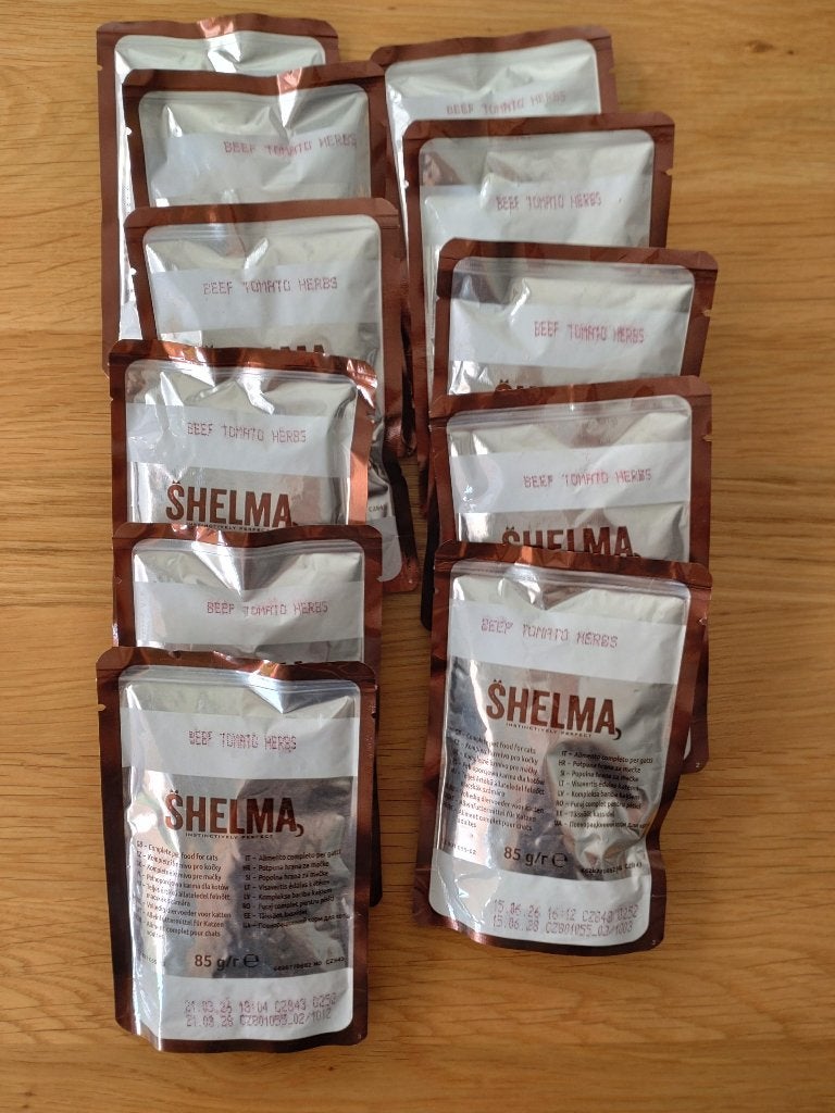 Shelma natvoer voor katten 29 stuks 85 gram, Dieren en Toebehoren, Dierenvoeding, Ophalen of Verzenden