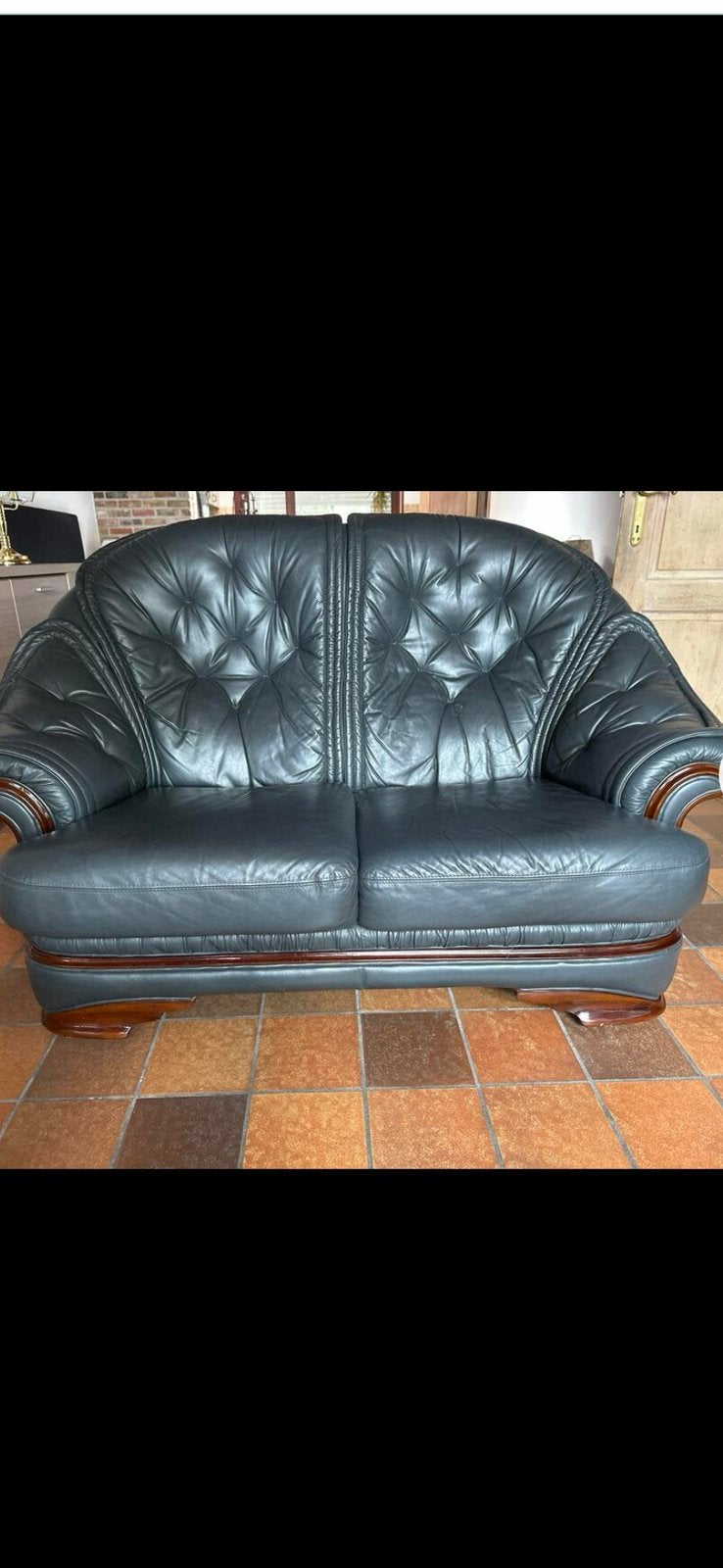 Lederen salon, Huis en Inrichting, Ophalen, Gebruikt, Overige maten, Hout