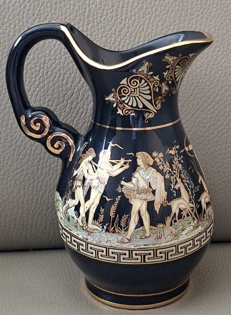 Vintage Griekse kan -  24K Gouden randen - Stakias P, Antiek en Kunst, Ophalen