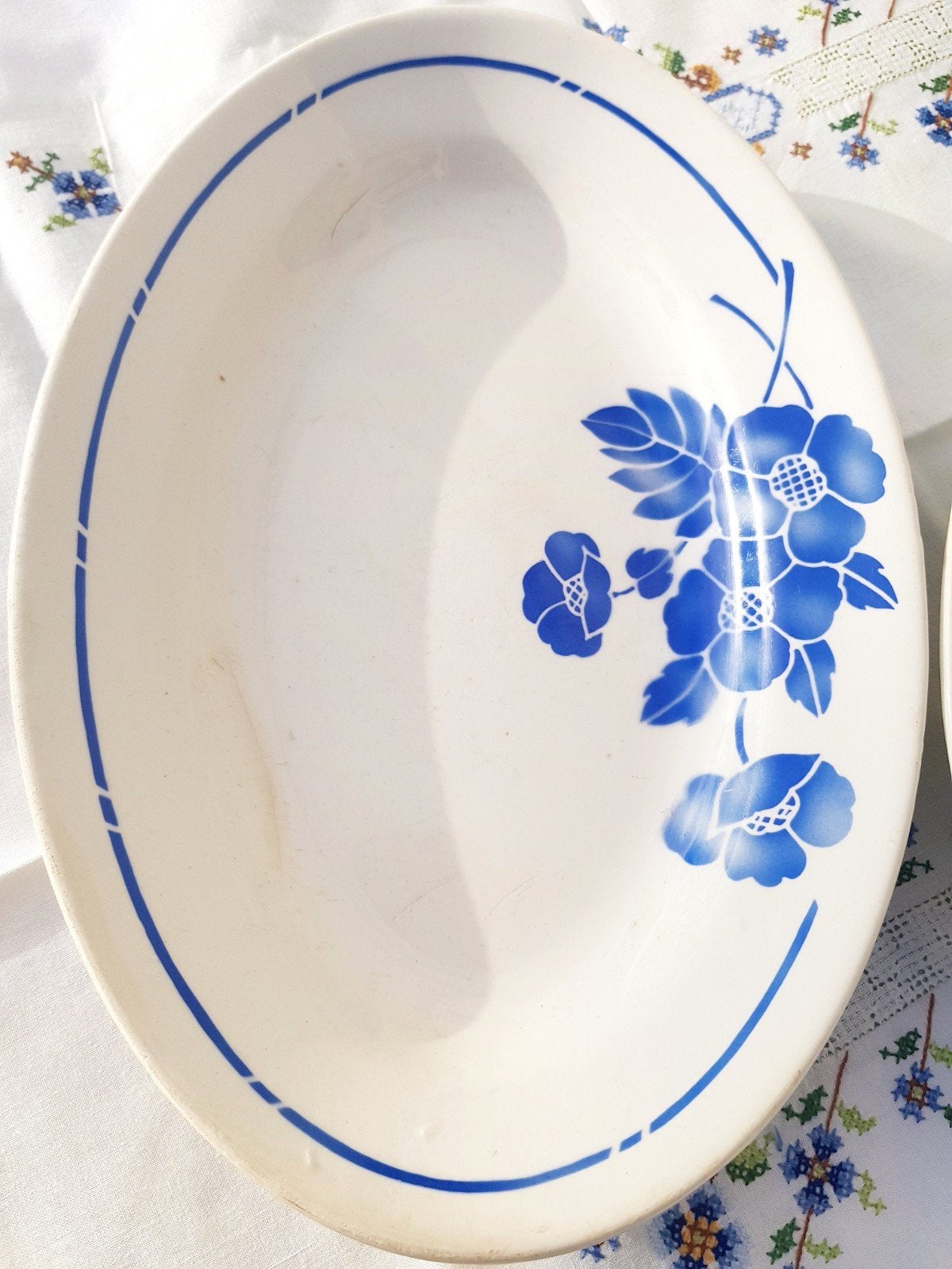 Plat de service🍒 St Amand fleurs bleues 🍒, Enlèvement ou Envoi