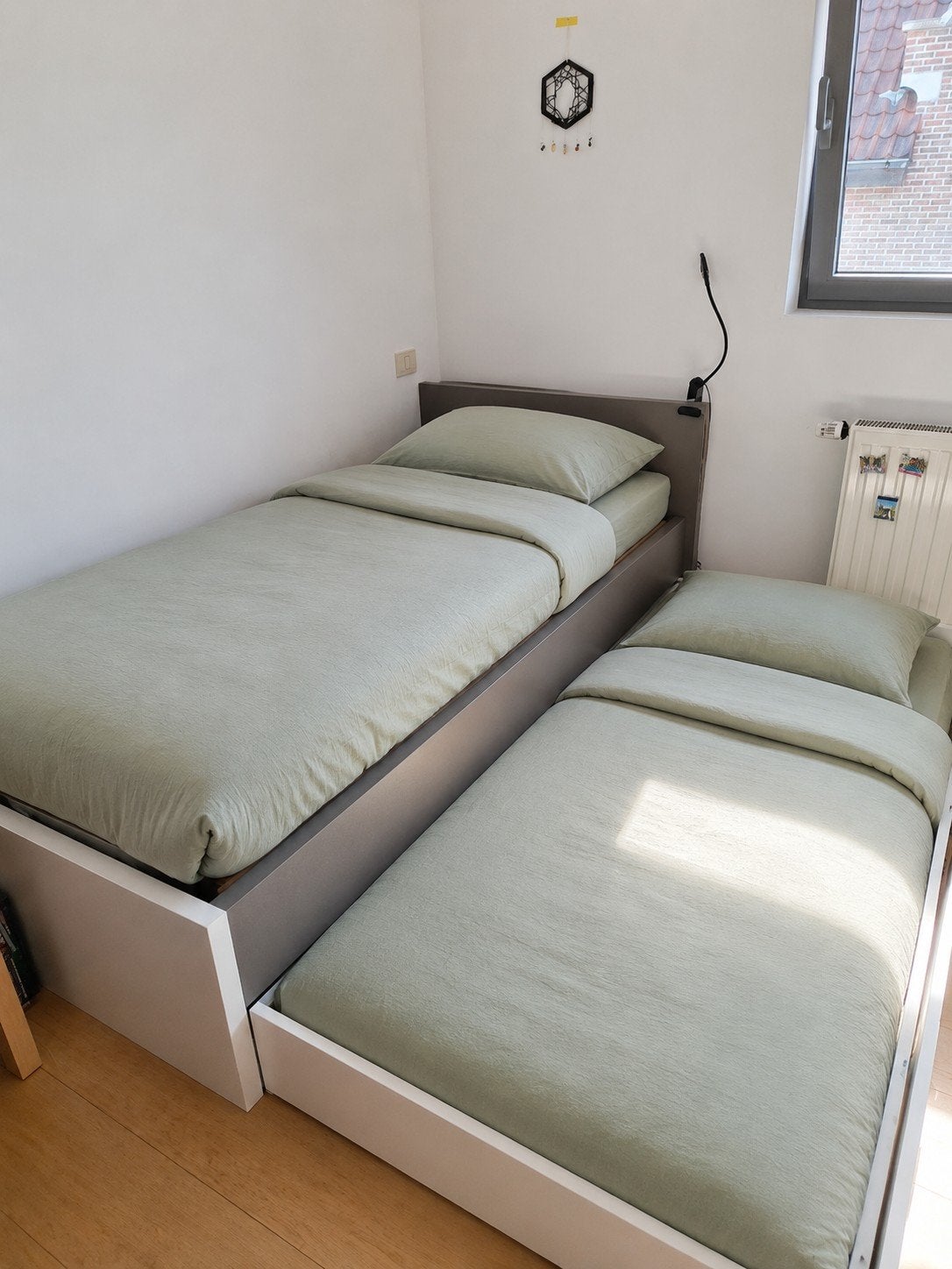 ‼️‼️Eenpersoonsbed met lade 90x200 ‼️‼️, Enlèvement, Gris, 200 cm, 90 cm