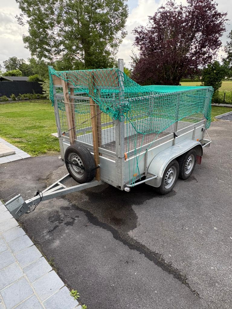 Remorque double essieux 2,54m X 1,31m 750kg, Enlèvement, Utilisé