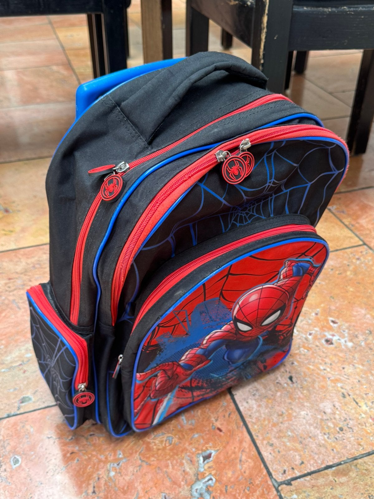 Spiderman boekentas, Ophalen, Gebruikt