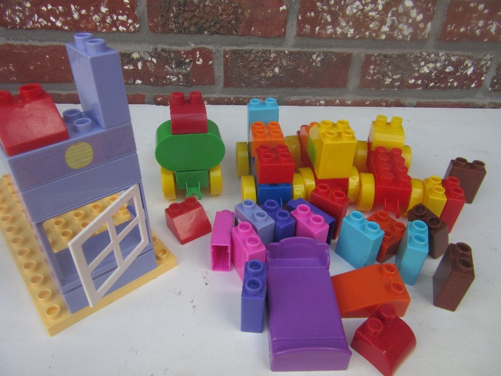 Bouw blokken 50 tal+3 bouwplaatjes compatibel lego duplo, Ophalen of Verzenden