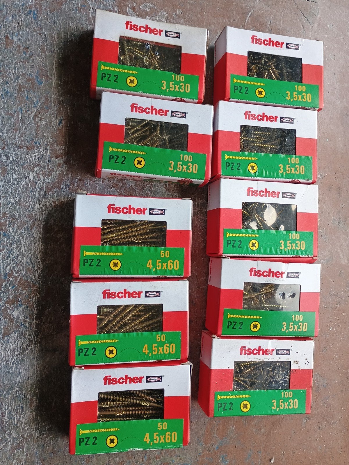 10 volle doosjes Fischer hout vijzen schroeven, Doe-het-zelf en Bouw, Ophalen of Verzenden, Schroeven