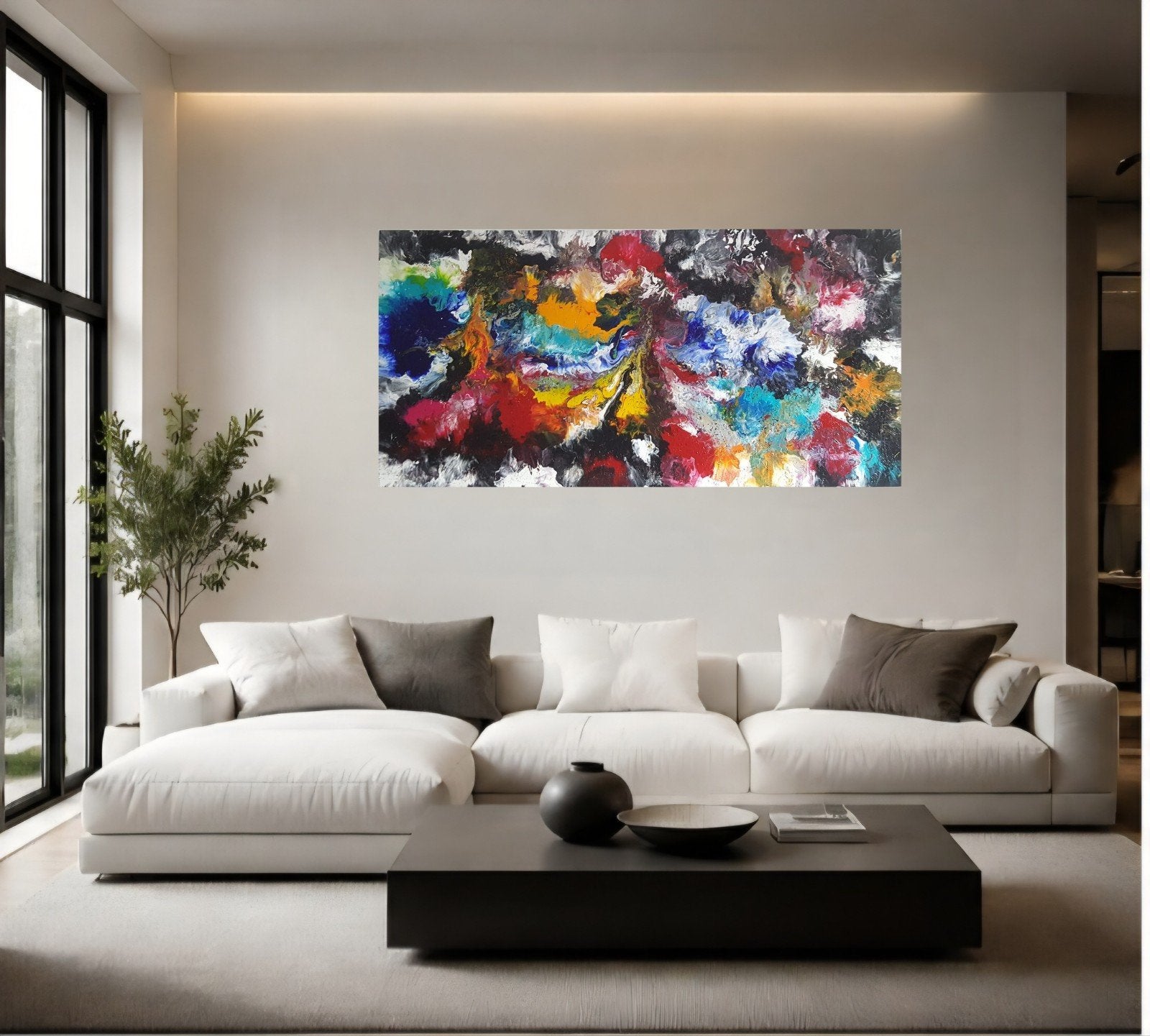 LIVE LIFE WHIT COLORFUL, Antiek en Kunst, Kunst | Schilderijen | Abstract, Ophalen