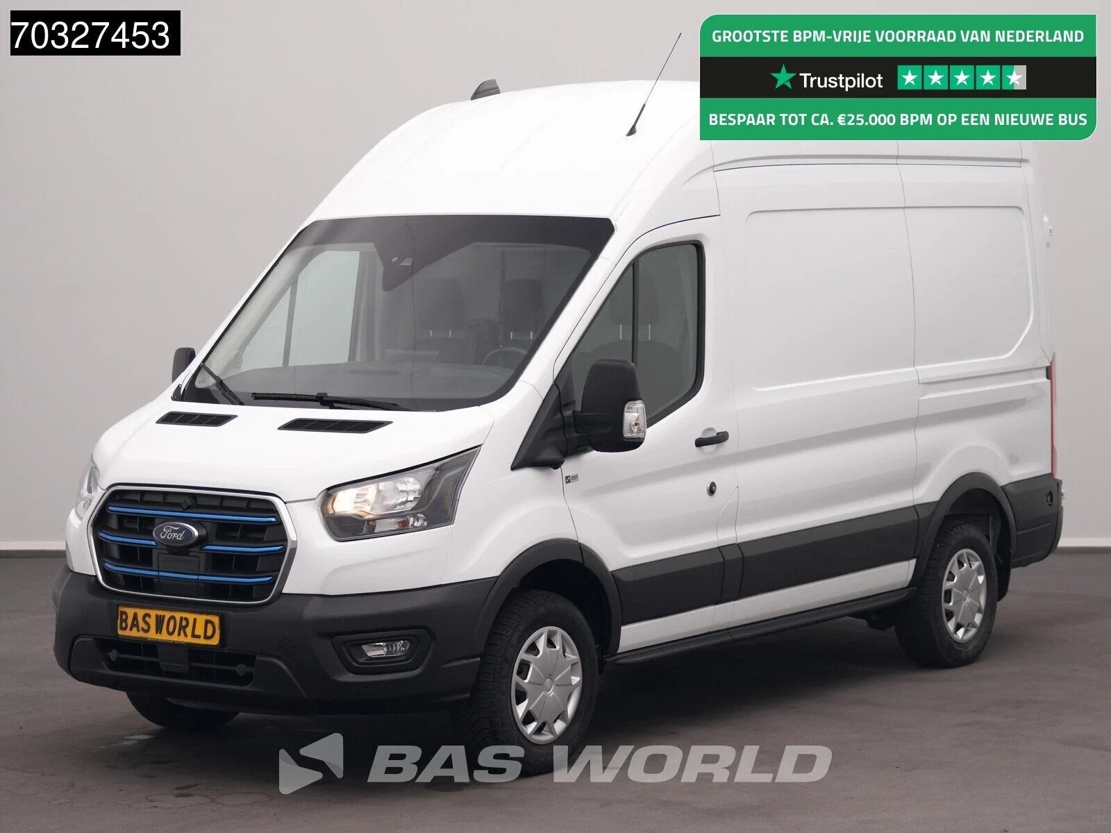 Ford e-Transit 184pk Elektrisch 68kWh 317km WLTP L2H3 Hoog D, Entreprise, 3 places, Capteur de lumière, Automatique
