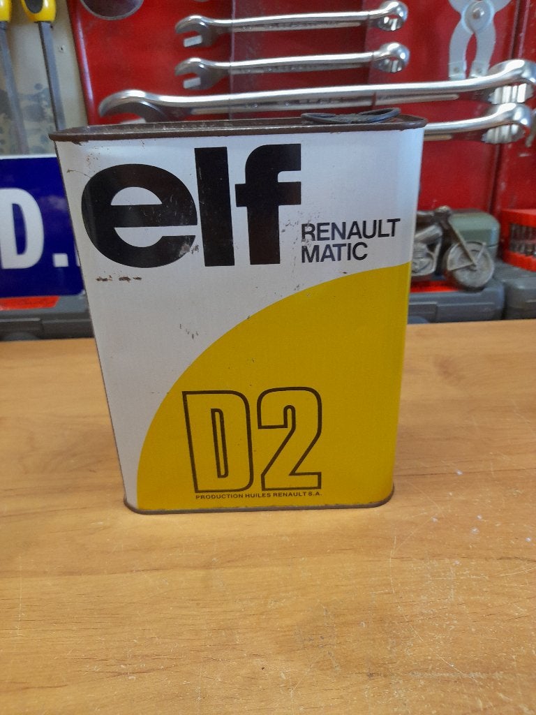 Oude lege oliekan elf Renault matic D2, Verzenden, Gebruikt, Overige typen