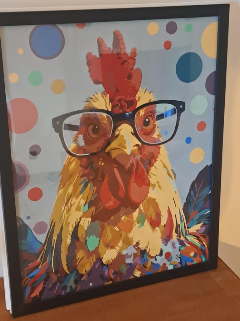 Schilderij kip met bril, Antiek en Kunst, Ophalen