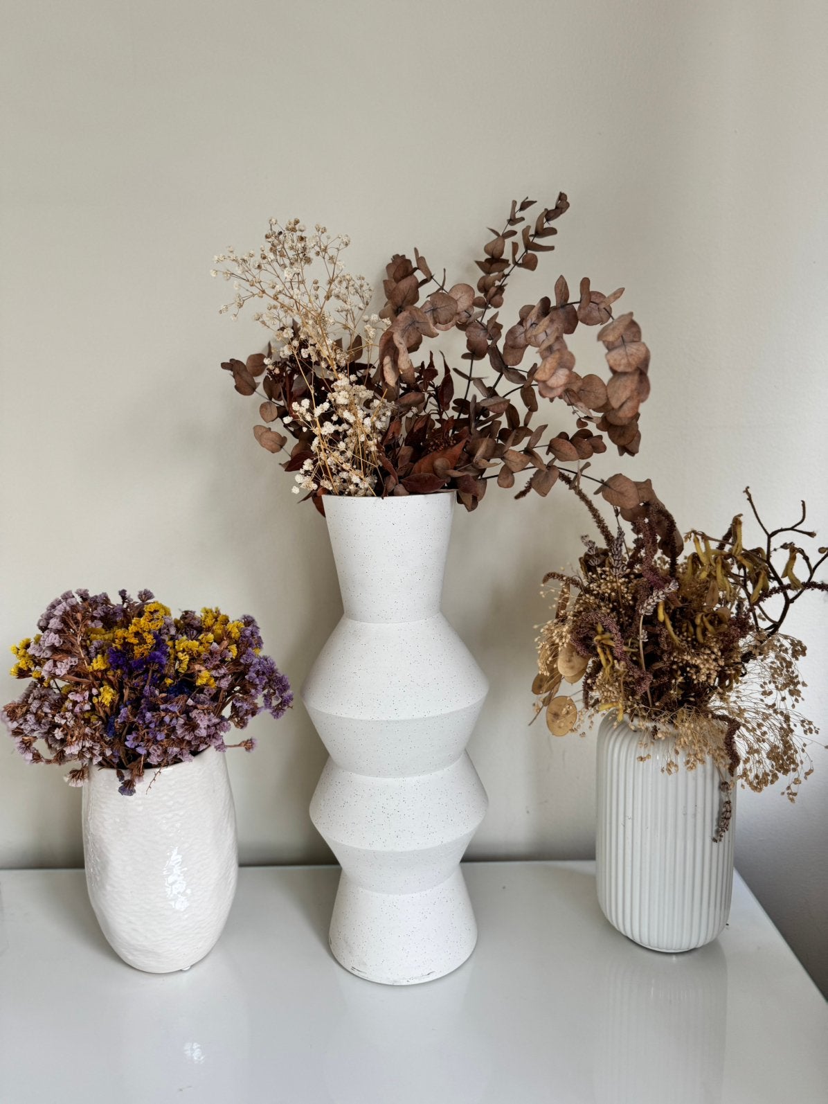 3 vases avec fleurs seches, Enlèvement, Utilisé