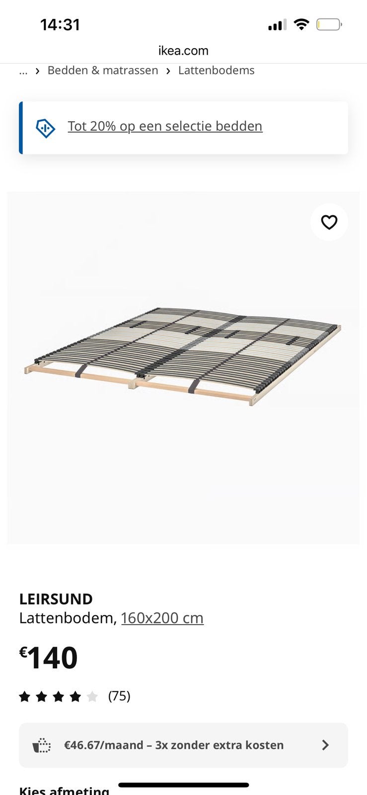 Lattenbodems 160 x 200, Huis en Inrichting, Slaapkamer | Matrassen en Bedbodems, Ophalen, Zo goed als nieuw