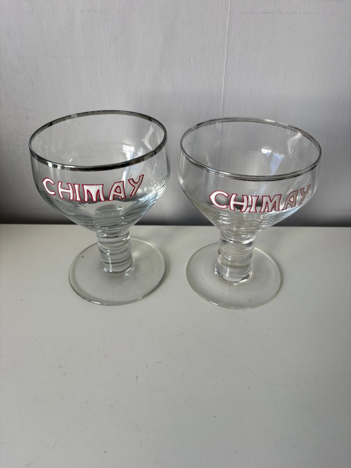 2 anciens verres CHIMAY émaillés, Collections, Enlèvement ou Envoi, Utilisé