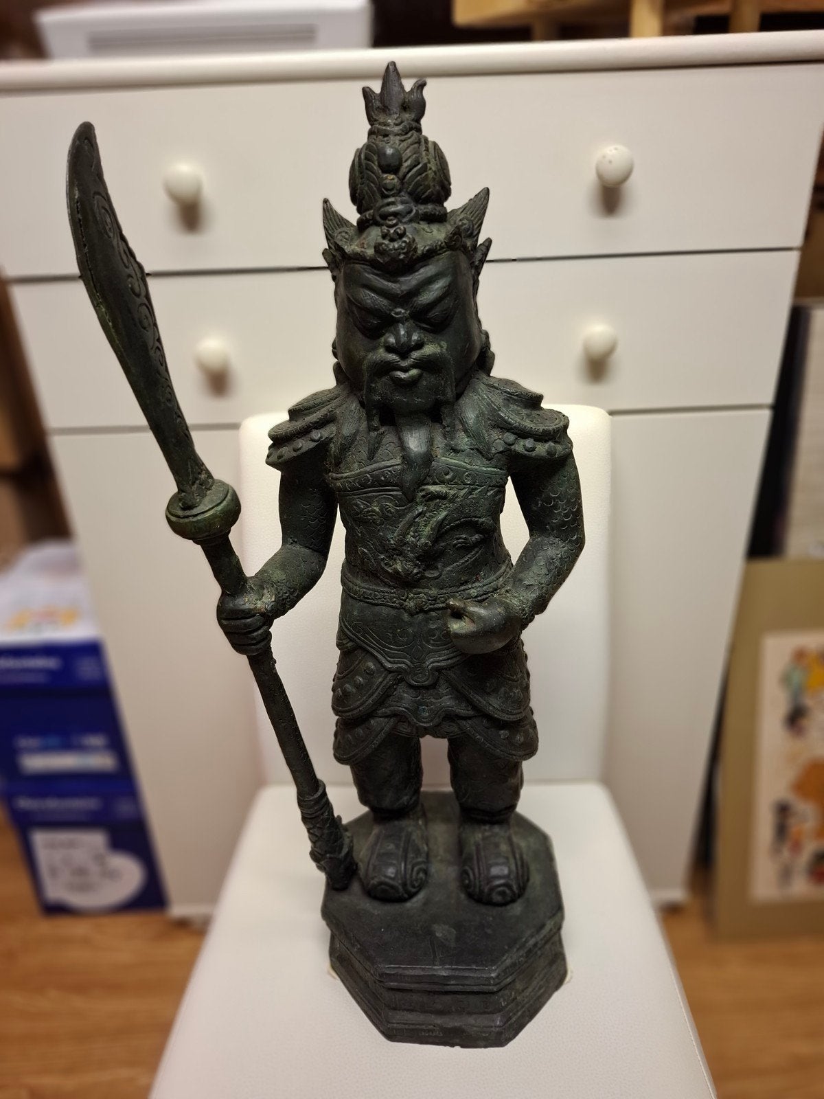 Metalen beeld - Aziatische bewaker, Maison & Meubles, Accessoires pour la Maison | Statues de Bouddha, Enlèvement, Métal, Multicolore