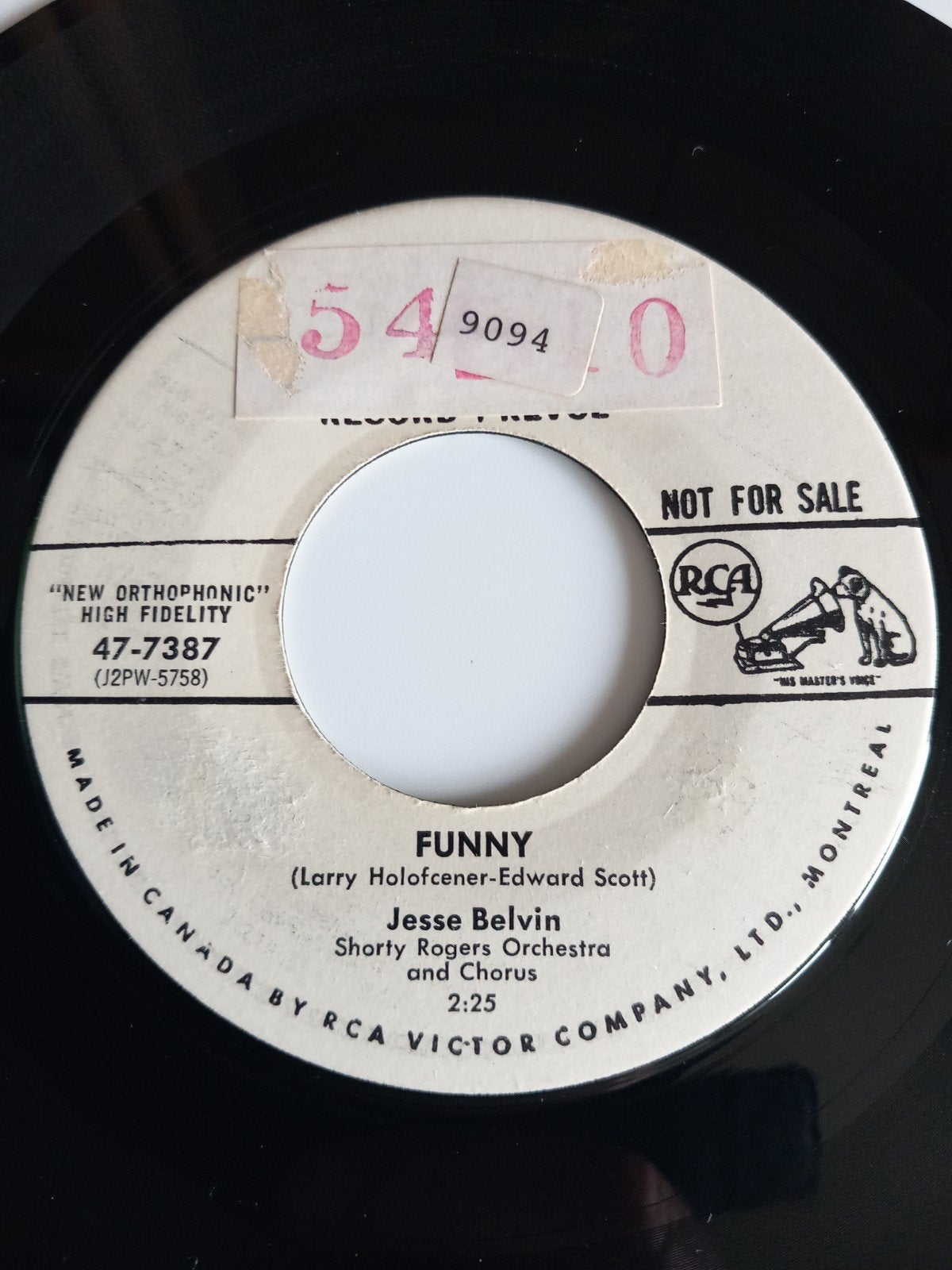 JESSE BELVIN. FUNNY. POPCORN USA 45T, Ophalen of Verzenden