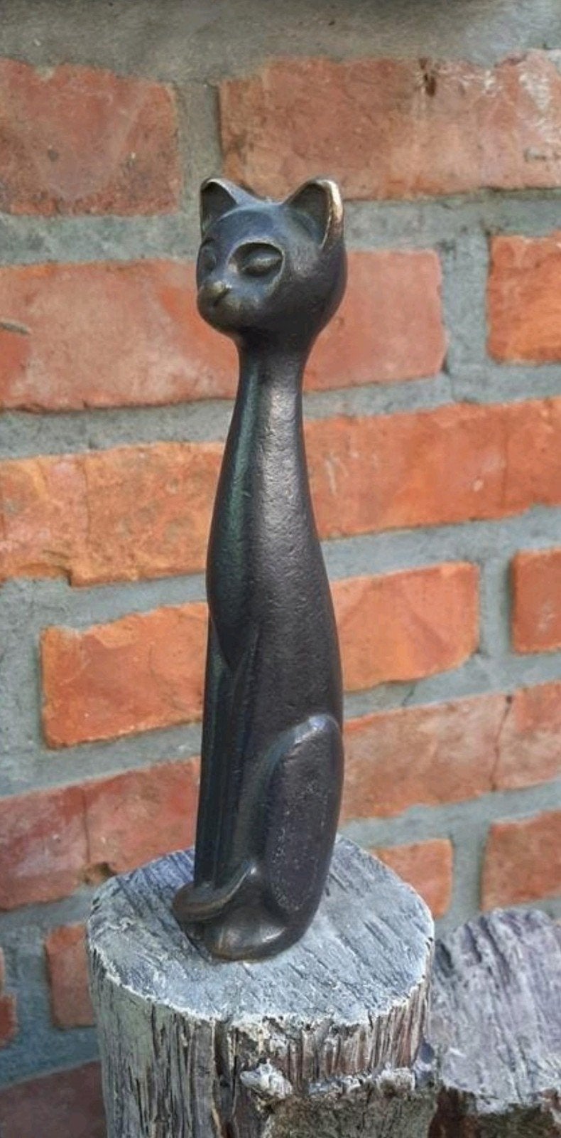 Elegante Bronzen Kat Beeldje, Ophalen of Verzenden