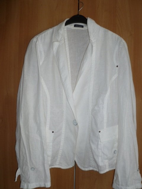 Witte linnen zomer blazer van Monari, grote maten, maat 46, Monari, Ophalen of Verzenden, Zo goed als nieuw, Maat 46/48 (XL) of groter