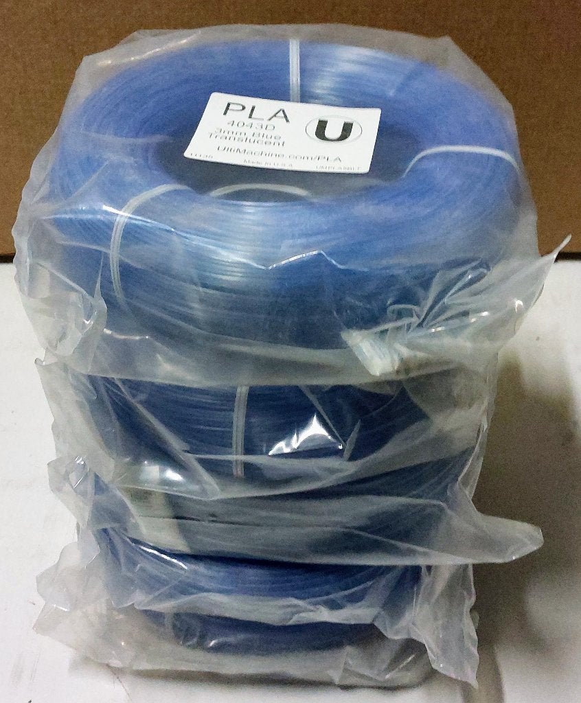Ultimachine PLA "Translucent Blue" filament 4 x 2.5 kg, Computers en Software, Ophalen of Verzenden, Nieuw, Filamentrollen