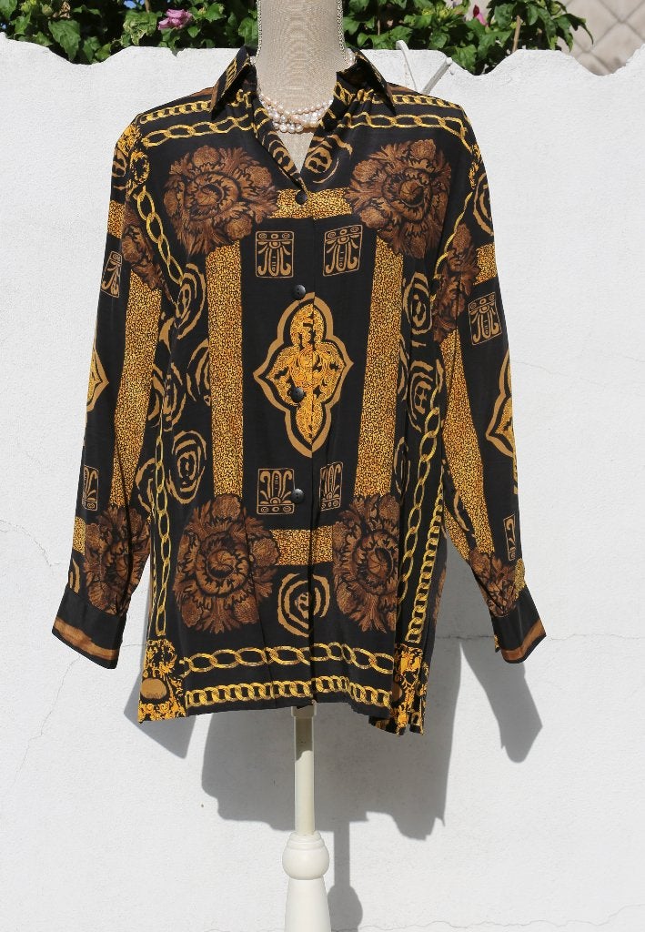 Vintage hemd L- XL, Kleding | Dames, Grand Cru, Ophalen of Verzenden, Maat 42/44 (L), Meerkleurig