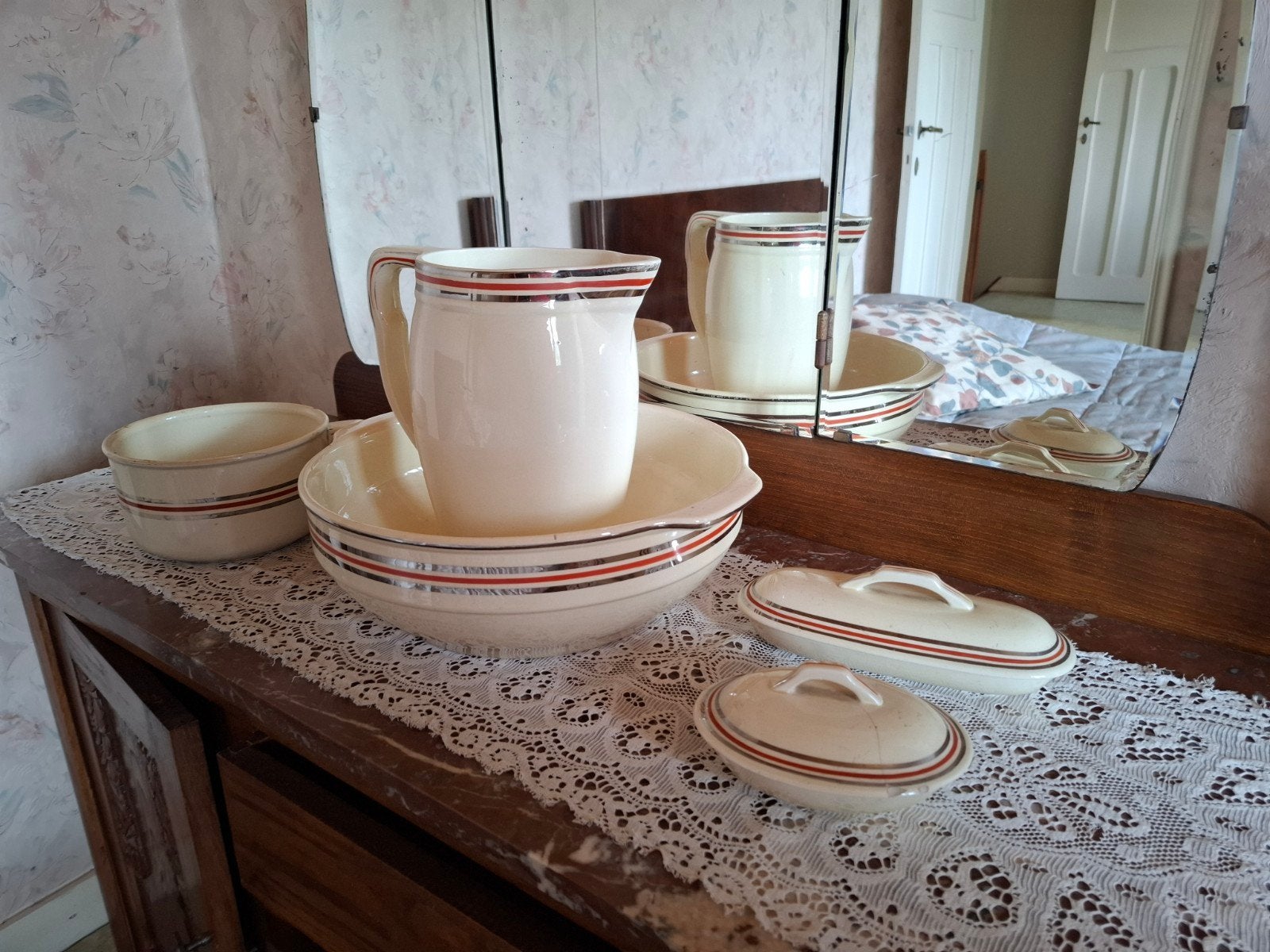 Prachtige Vintage Art Deco Lampetset, Antiek en Kunst, Antiek | Keramiek en Aardewerk, Ophalen
