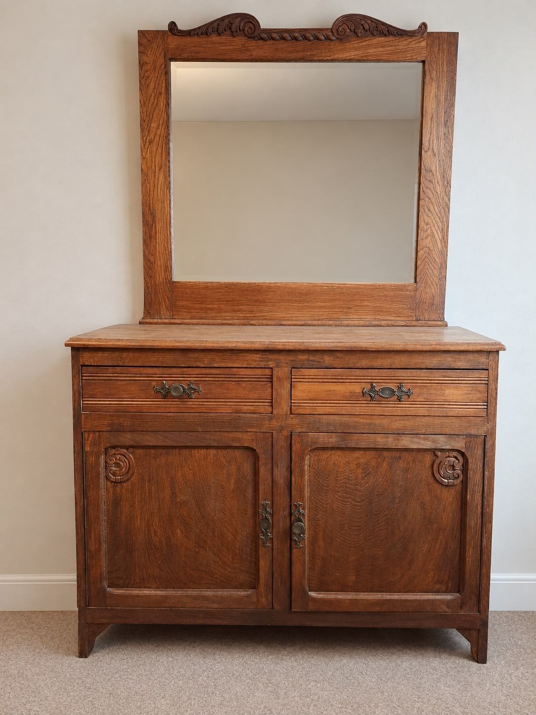 Commode classique en chêne avec miroir, Antiquités & Art, Enlèvement