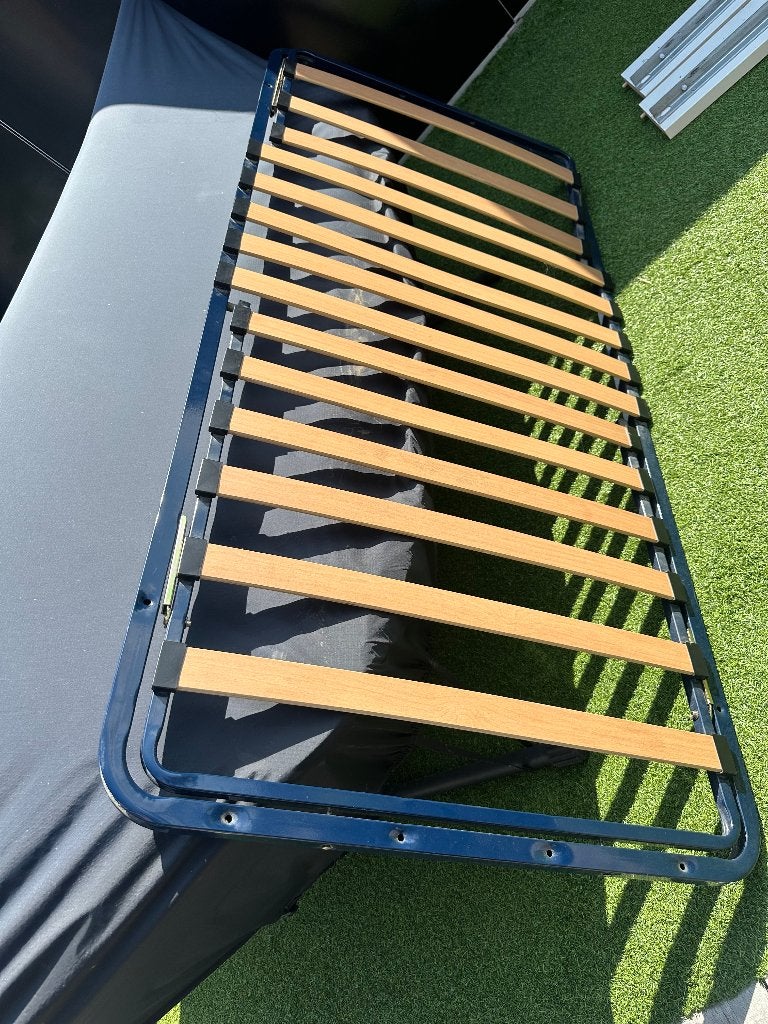 Bed met drie schuiven en latoflex, Ophalen, 90 cm, Eenpersoons, Wit